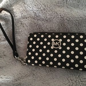 Michael Kors polka dot wristlet