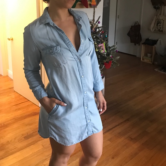 Denim button down dress