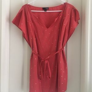 Pretty Coral and Gold Polka Dot Top