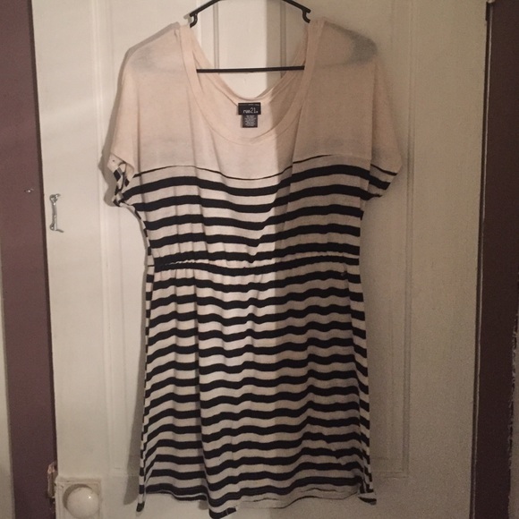 Tan and Black strip dress