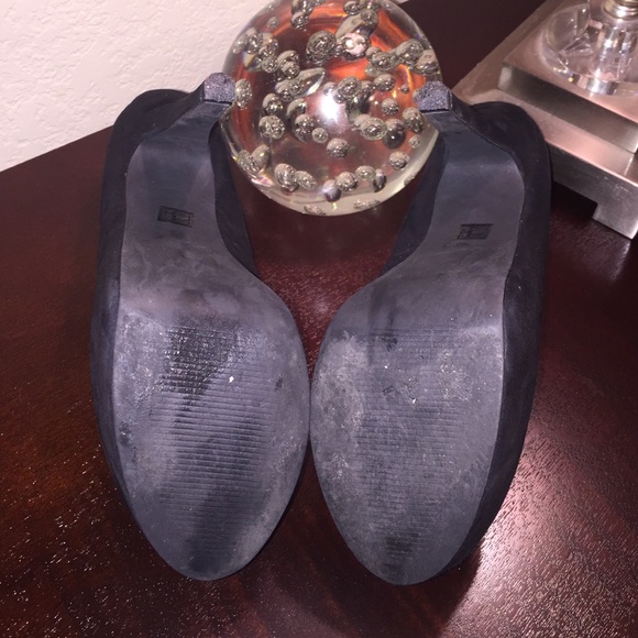 Black suede leather upper platform heels - Picture 2 of 3