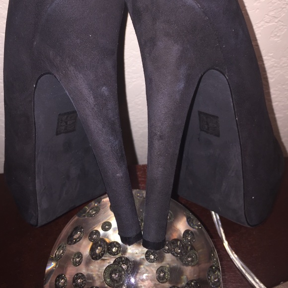 Black suede leather upper platform heels - Picture 3 of 3