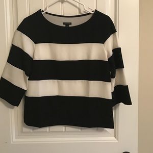 Ann Taylor Black and White Stripe Blouse Size XS