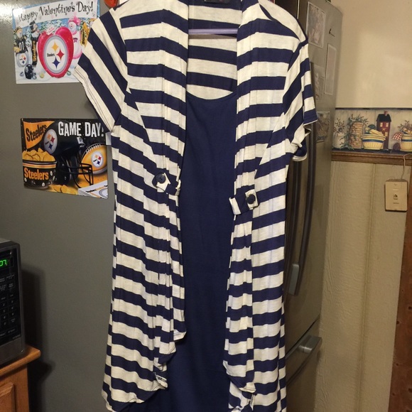 Blue and white dress