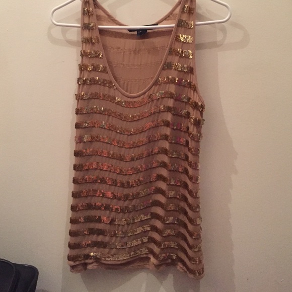 French Connection Gold sequin tank top