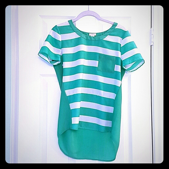 Green and white stripped Jcrew blouse