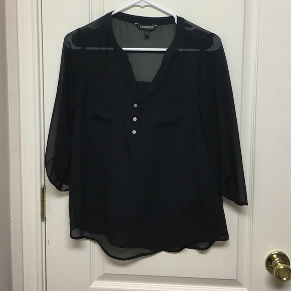Express Tops - Black V neck button Express Tops - Black V neck button