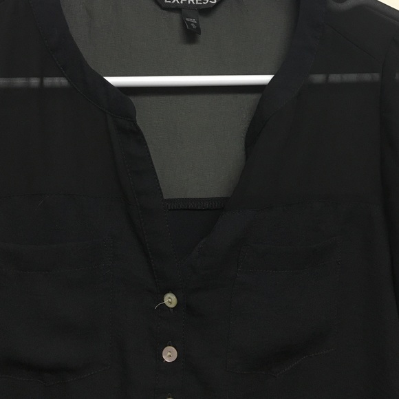 Express Tops - Black V neck button Express Tops - Black V neck button