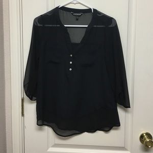 Express Tops - Black V neck button Express Tops - Black V neck button