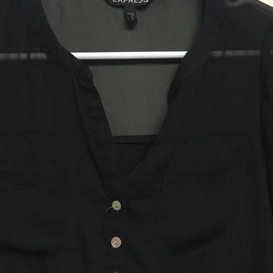 Express Tops - Black V neck button Express Tops - Black V neck button