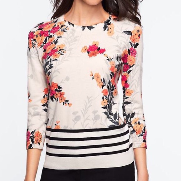 Talbots floral stripe sweater