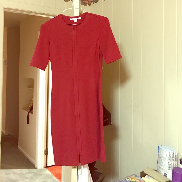 DVF red double zip dress