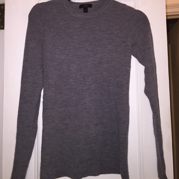 J.CREW GRAY RIBBED WOOL SWEATER CREWNECK XS