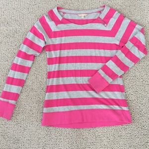 J. Crew Pink & Gray Striped Sweater