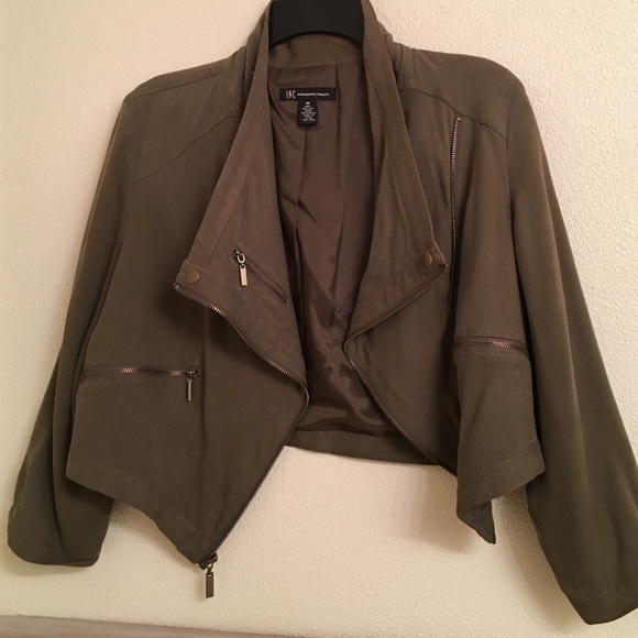 INC International Concepts Jackets & Blazers - INC crop moto jacket in olive