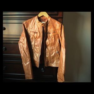 Cognac, Faux Moto Jacket. Vintage style.