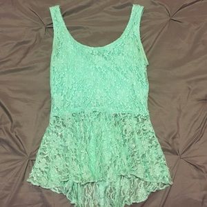 Teal lace tank top