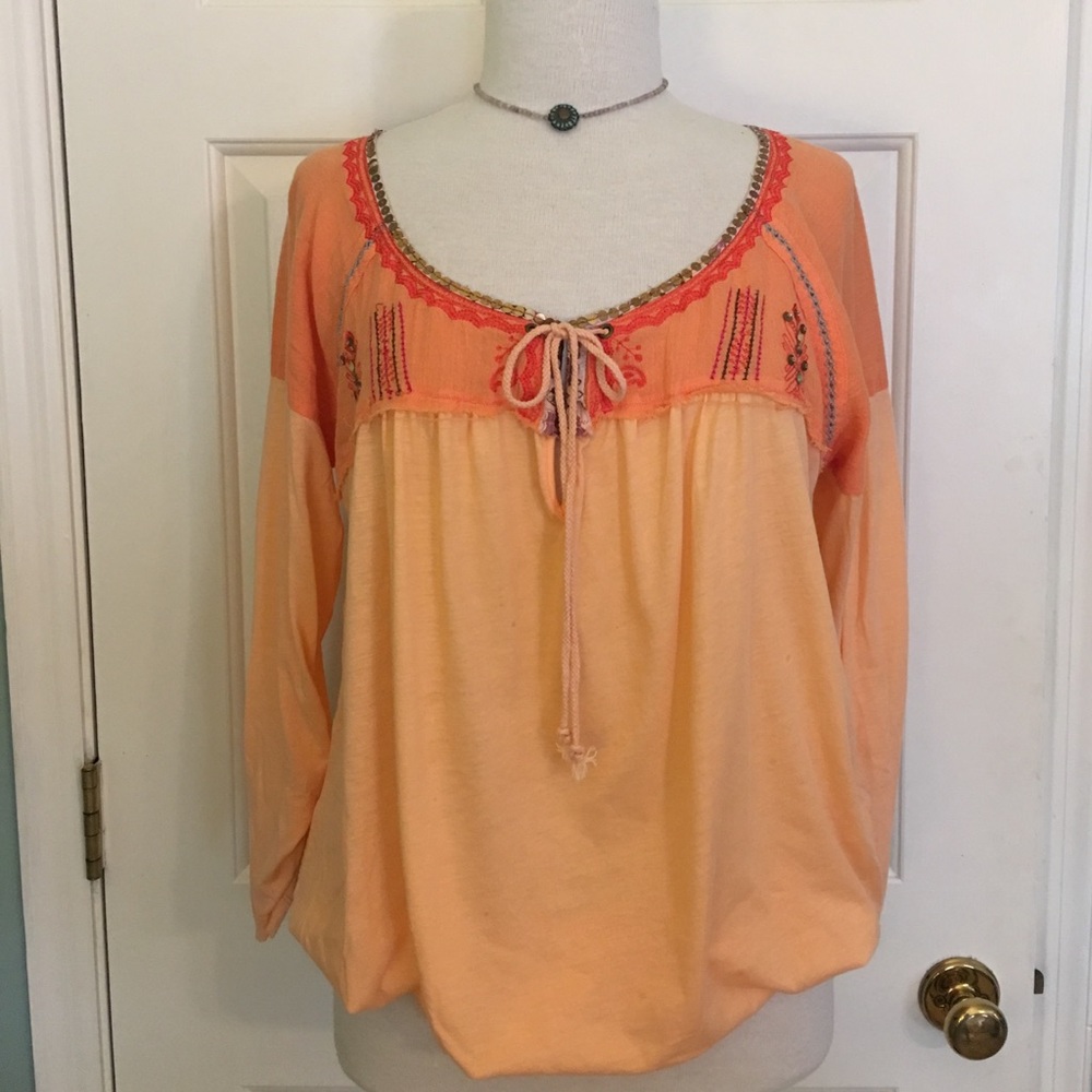 EUC Free People Gauzy/Knit Top - L