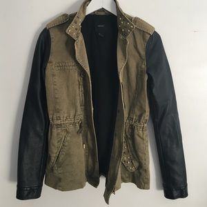 Forever 21 Jackets & Coats - Olive Studded & Faux Leather Military Jacket Forever 21 Jackets & Coats - Olive Studded & Faux Leather Military Jacket