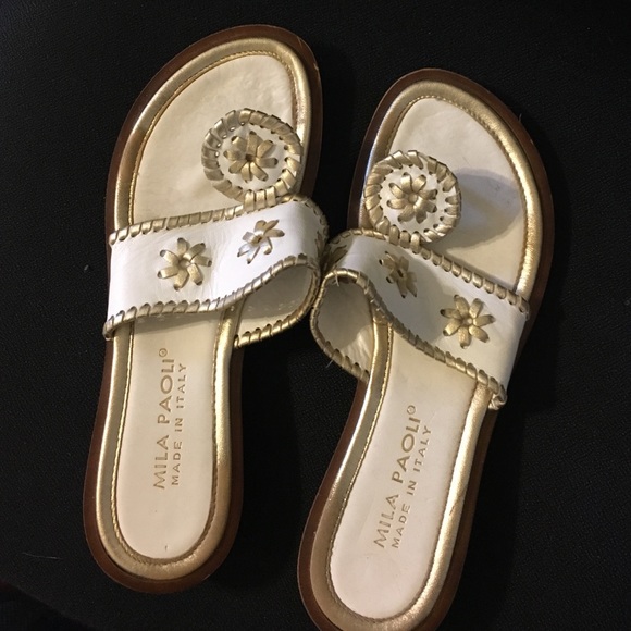 White and gold flats