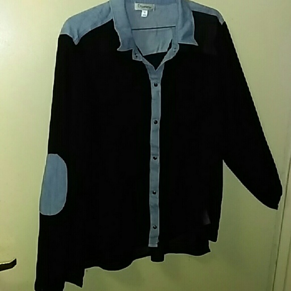Black see-through  with jean detail shirts
