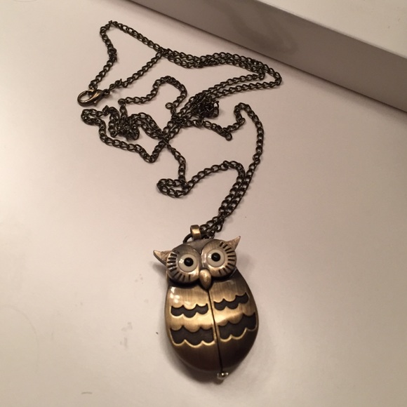 Owl mini clock necklace