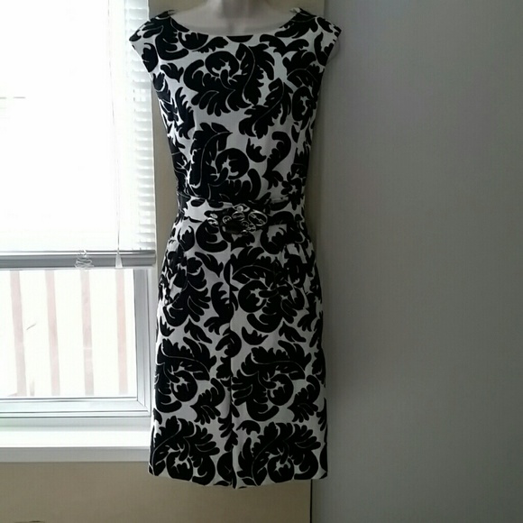 // black & white "damask" midi dress //