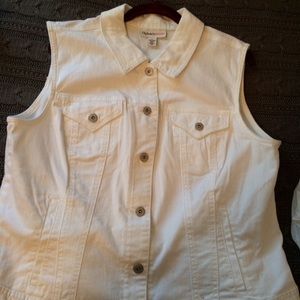 Sleeveless White Denim Vest