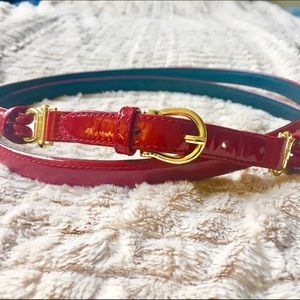 Patent leather red double wrap belt w/ gold clasp