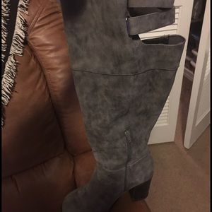 Knee high suede boots