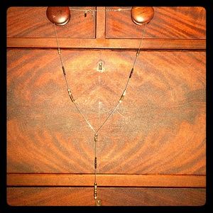 Long Gold and Black Vivi Necklace on Silver Chain