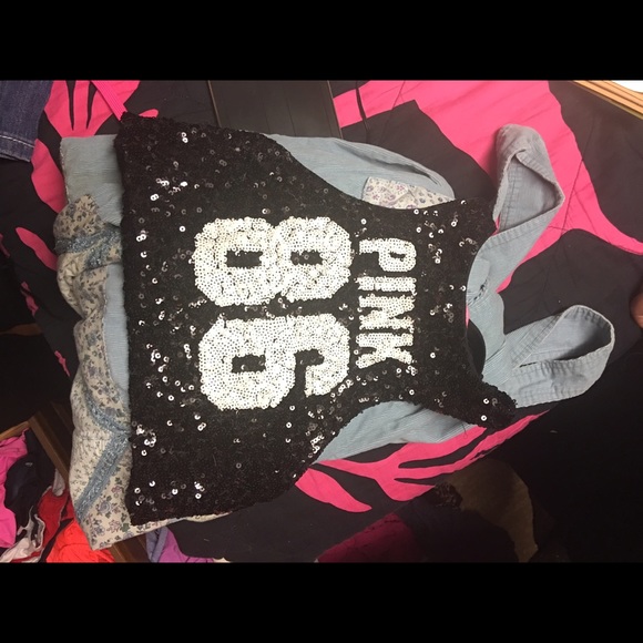 PINK SEQUIN SWIM TOP