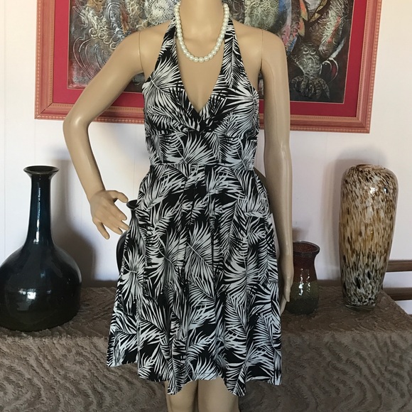 H&M Black White Floral Spaghetti Dress