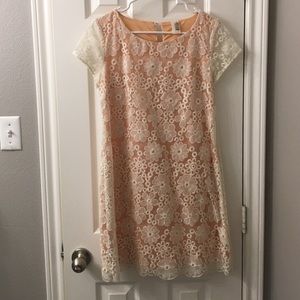 Peach and Cream Lace Dress