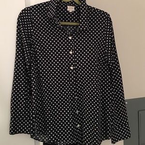 Navy and white polka dot