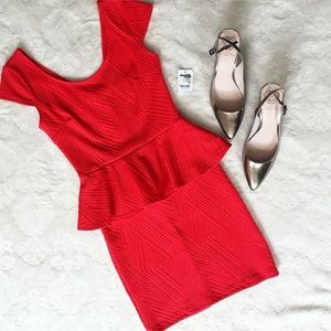 Cutout back peplum top midi