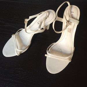 White paper t leather Ralph Lauren summer heels