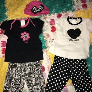 Two 0-6 month baby girl outfits