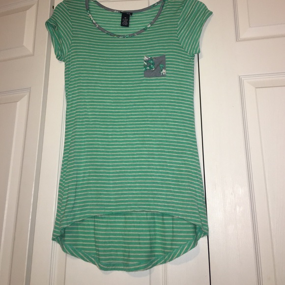 Striped floral Sharkbite Top