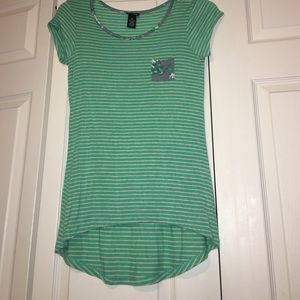 Striped floral Sharkbite Top