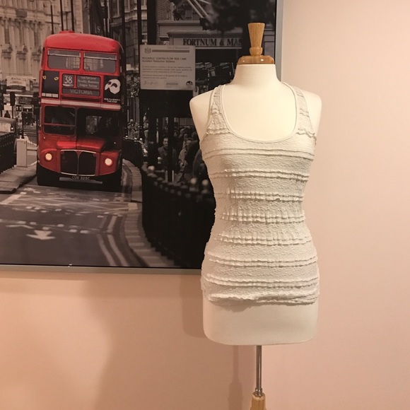 Garage white layered lace tank
