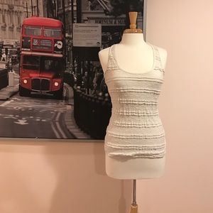 Garage white layered lace tank