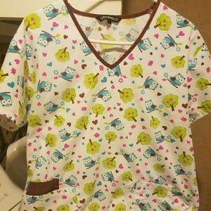 Owl scrub top
