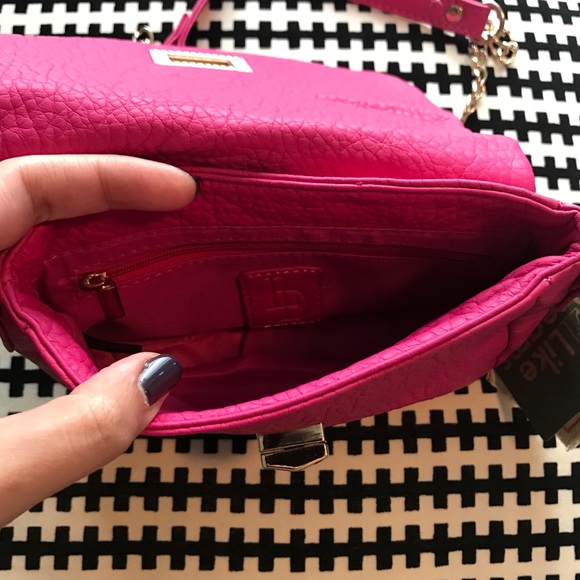 Hot Pink Faux Leather Crossbody Purse - Picture 3 of 4