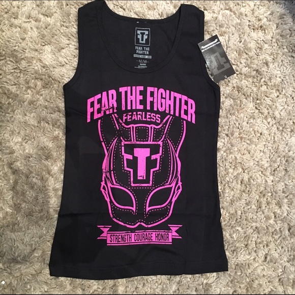 Black ribbed tank strength courage honor
