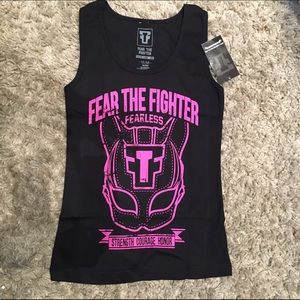 Black ribbed tank strength courage honor