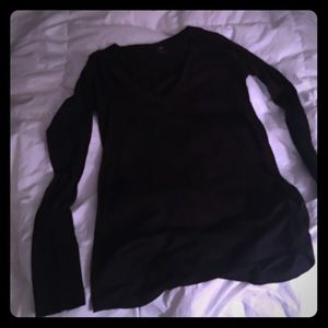 LNA long sleeve thin black V neck tee