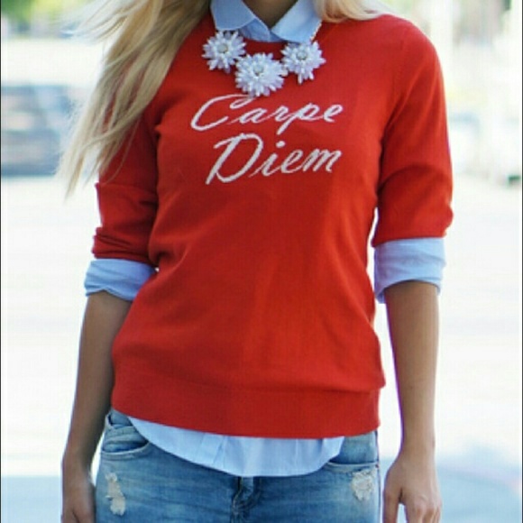 Banana Republic orange carpe diem sweater size xs