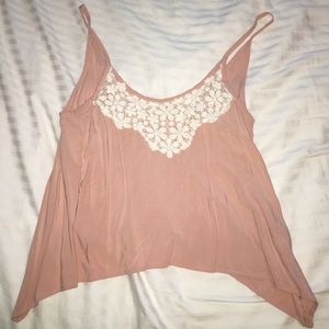 Pink tank top with flower detail
