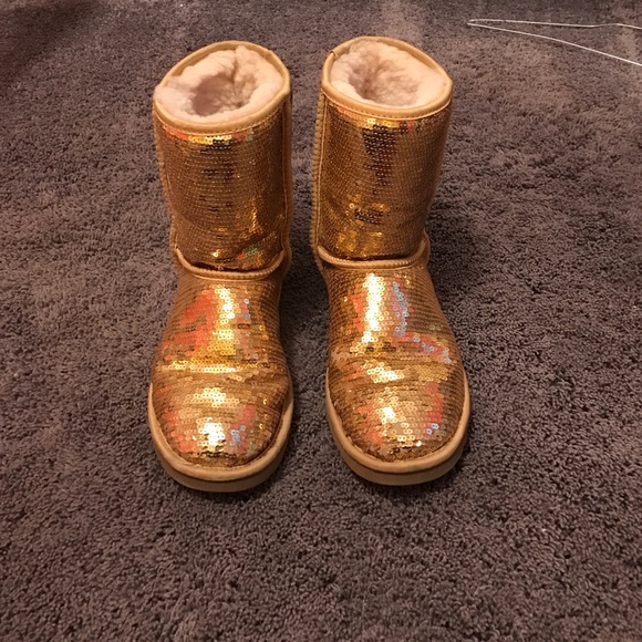 Gold sparkly UGGs
